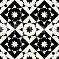 Black and cream graphic starburst geometric tile pattern shown flat GD12503