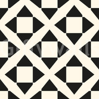 Black and cream minimalist diamond grid lattice pattern shown flat GD12504