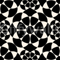 Black and cream geometric monochrome circle grid pattern shown flat GD12506