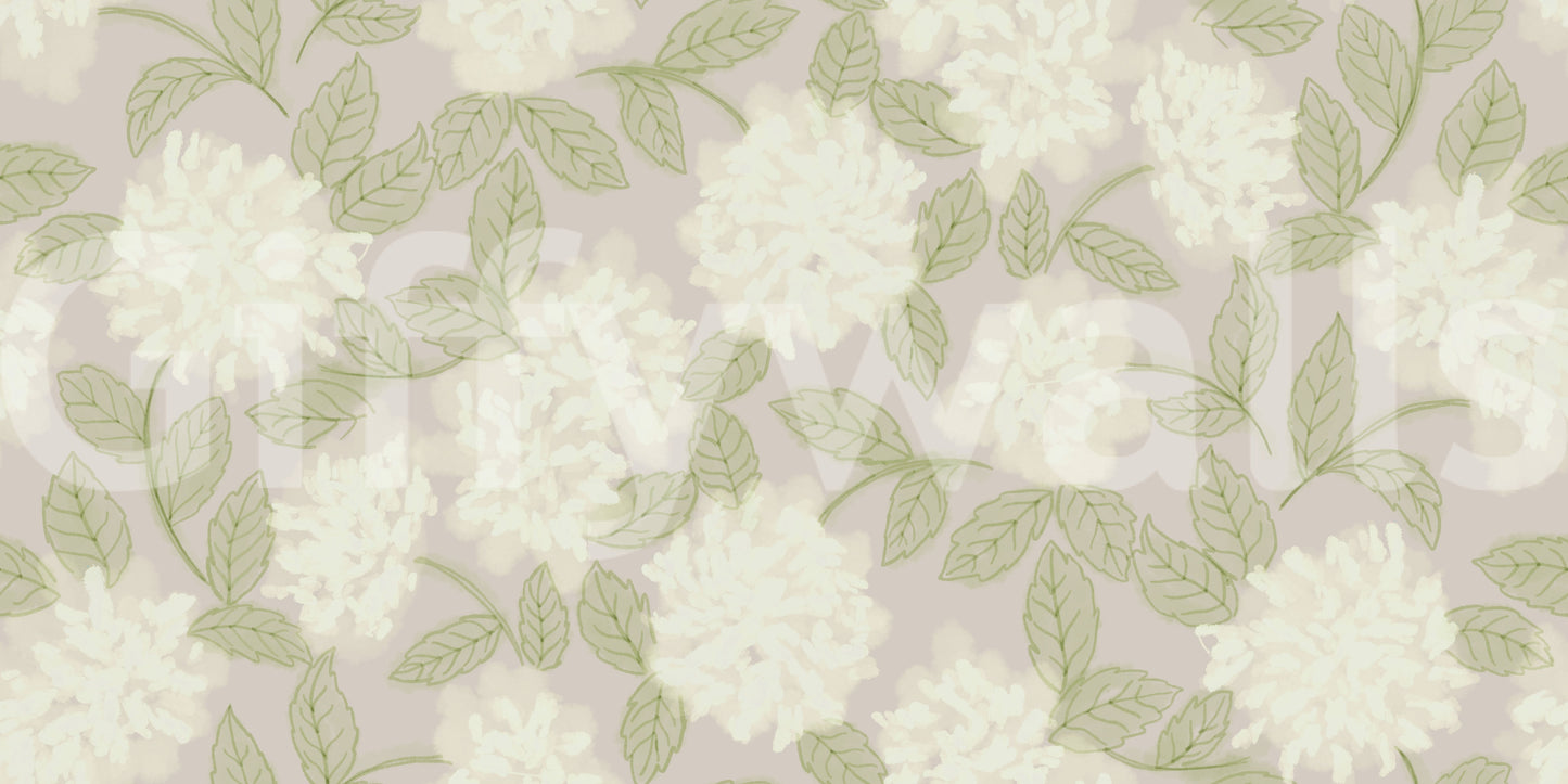 Minimalist Garden Leaf Motif Wallpaper⁠