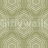 Boho Painted - Abstract Mudcloth Hexagons Tribal Geometric Pattern Meadow Green Wallpaper⁠