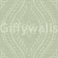 Faded Ogee Damask - Chopped Dill Wallpaper⁠