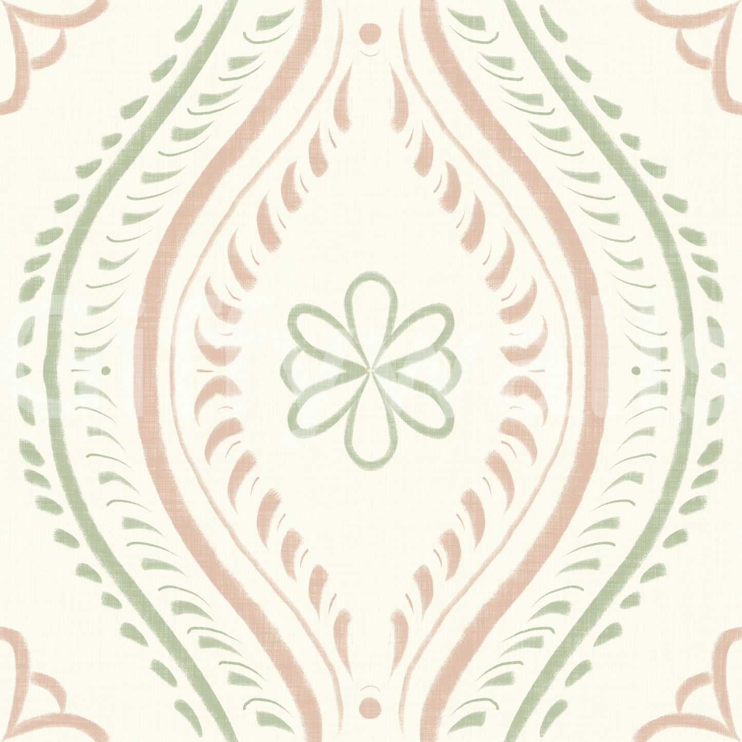 Faded Ogee Damask - Classic Grandmillennial Wallpaper⁠