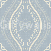 Faded Ogee Damask - French Country Blue Wallpaper⁠