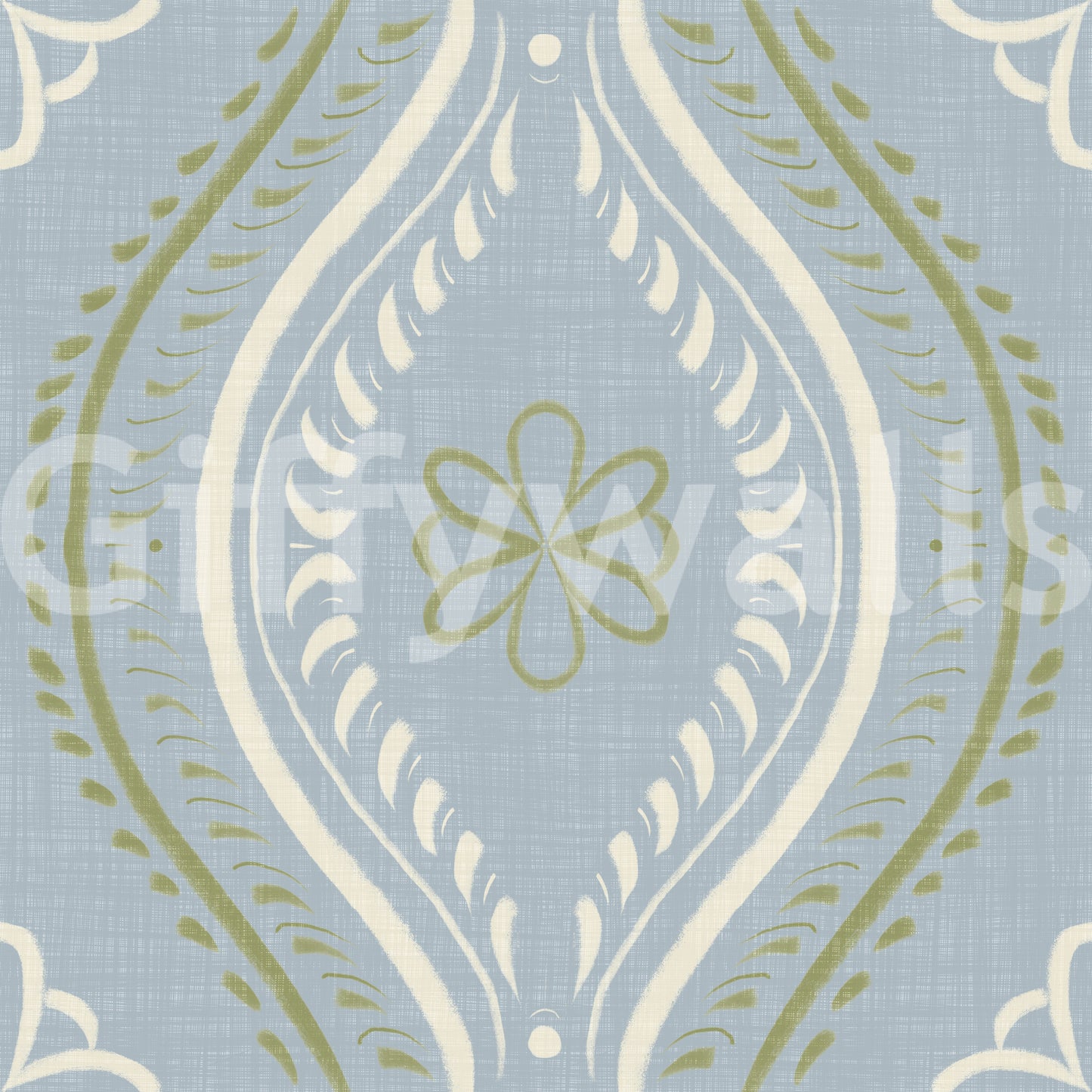 Faded Ogee Damask - Classic French Country Wallpaper⁠