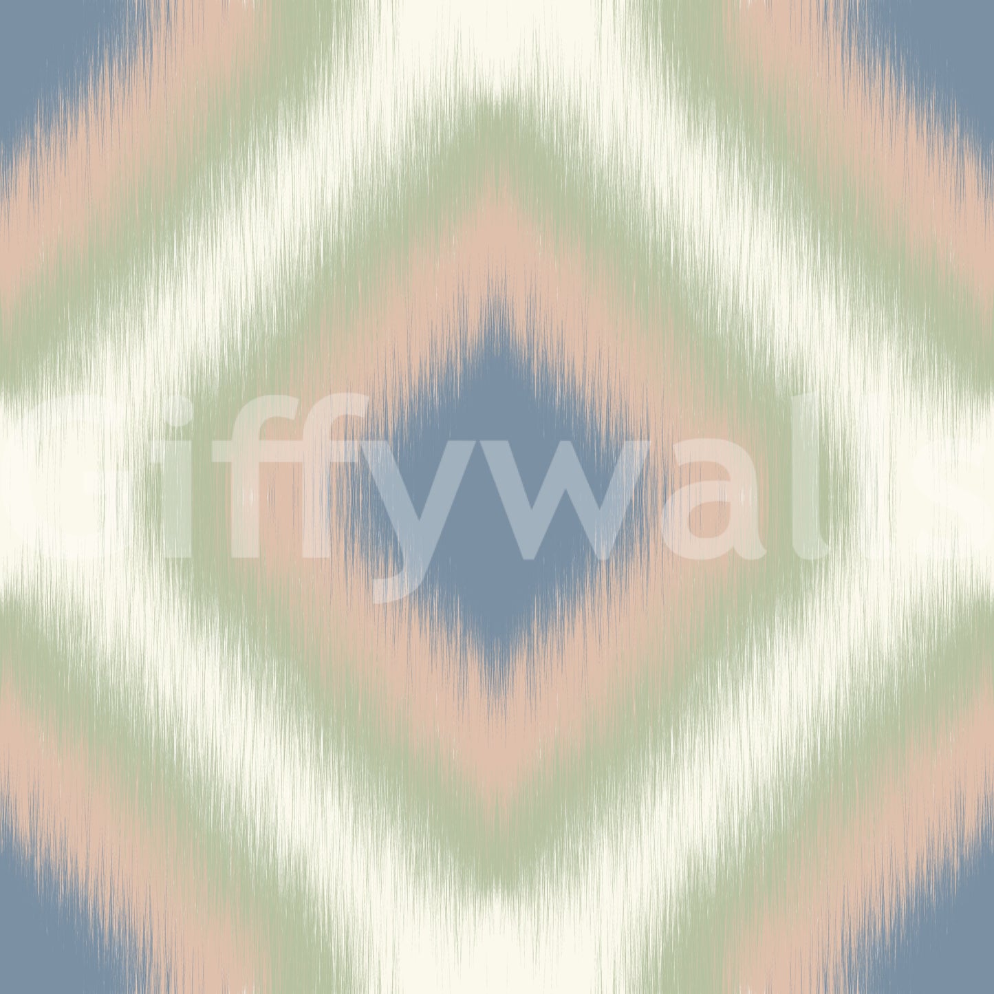 Heritage Ikat - Denim Blue and Blush Pink Grandmillennial Diamonds Wallpaper⁠