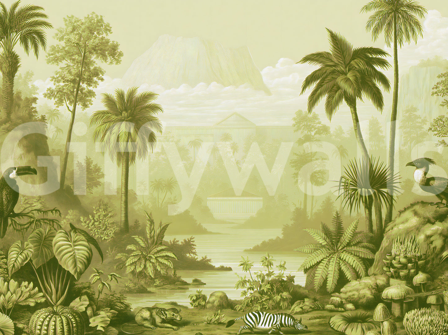 Verdant Jungle Panorama Wall Mural