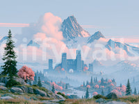 Enchanted Highland Fortress Landscape Wall Mural