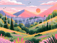 Serene Mountain Valley Vista Wall Mural