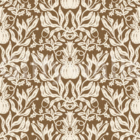 Rustic Autumn Harvest Linocut Wallpaper⁠