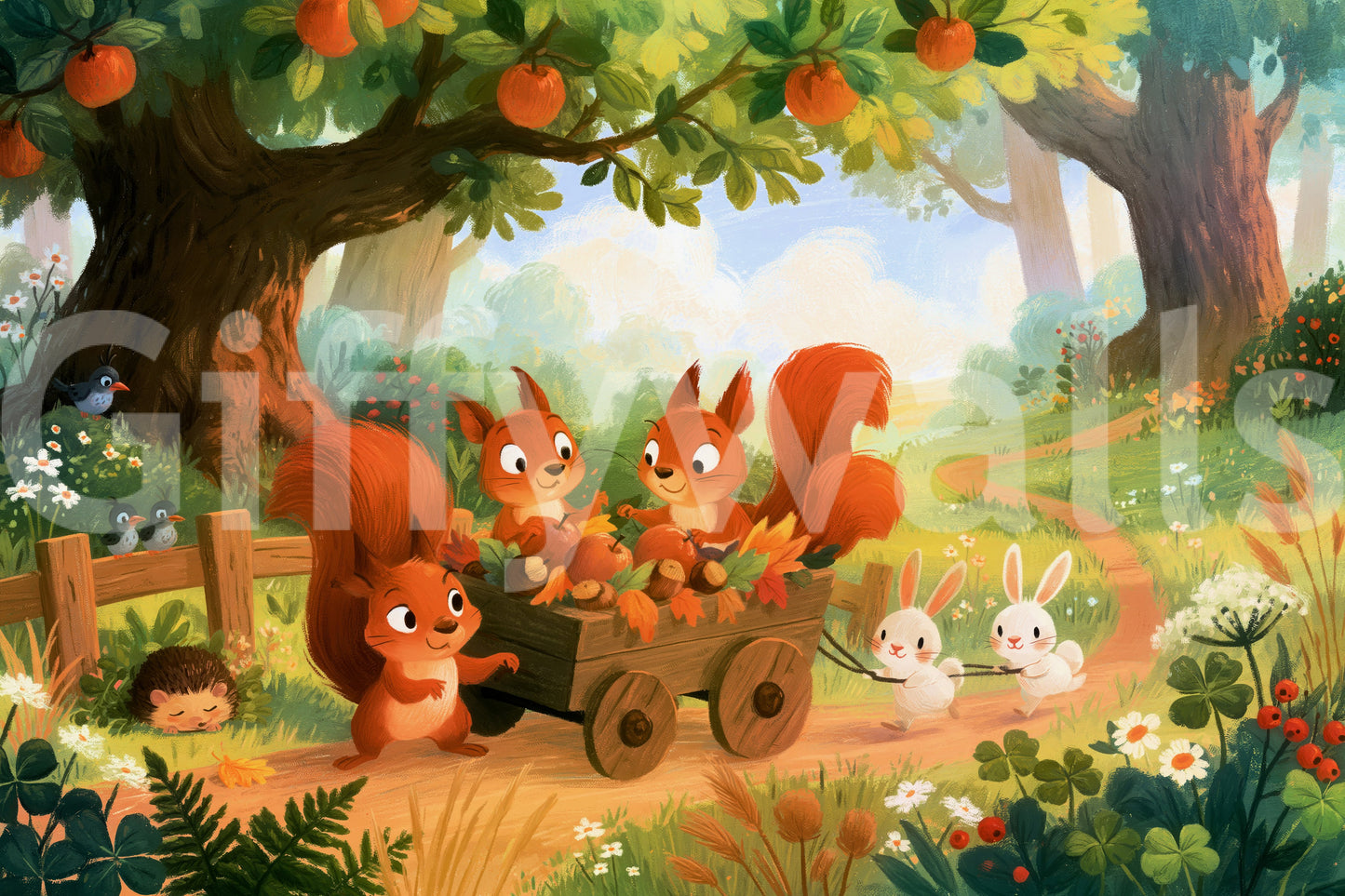 Autumn Woodland Friends Adventure Wall Mural
