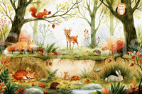 Enchanted Woodland Friends Illustration Wall Mural