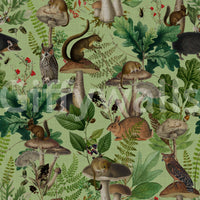 Botanical Woodland Mushroom Grove Wallpaper⁠