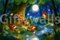 Woodland Nighttime Gathering Mural Wall Mural