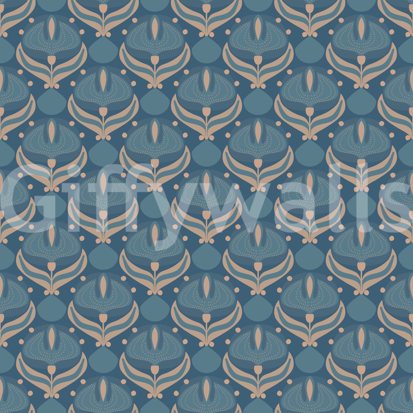 Midnight Lotus Bloom Geometric Wallpaper⁠