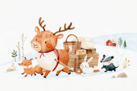 Winter Forest Friends Sleigh Ride Wall Mural