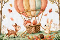 Woodland Autumn Animal Balloon Friends Wall Mural