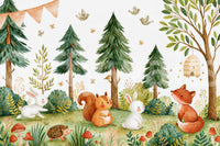 Autumnal Forest Meadow Animal Gathering Wall Mural