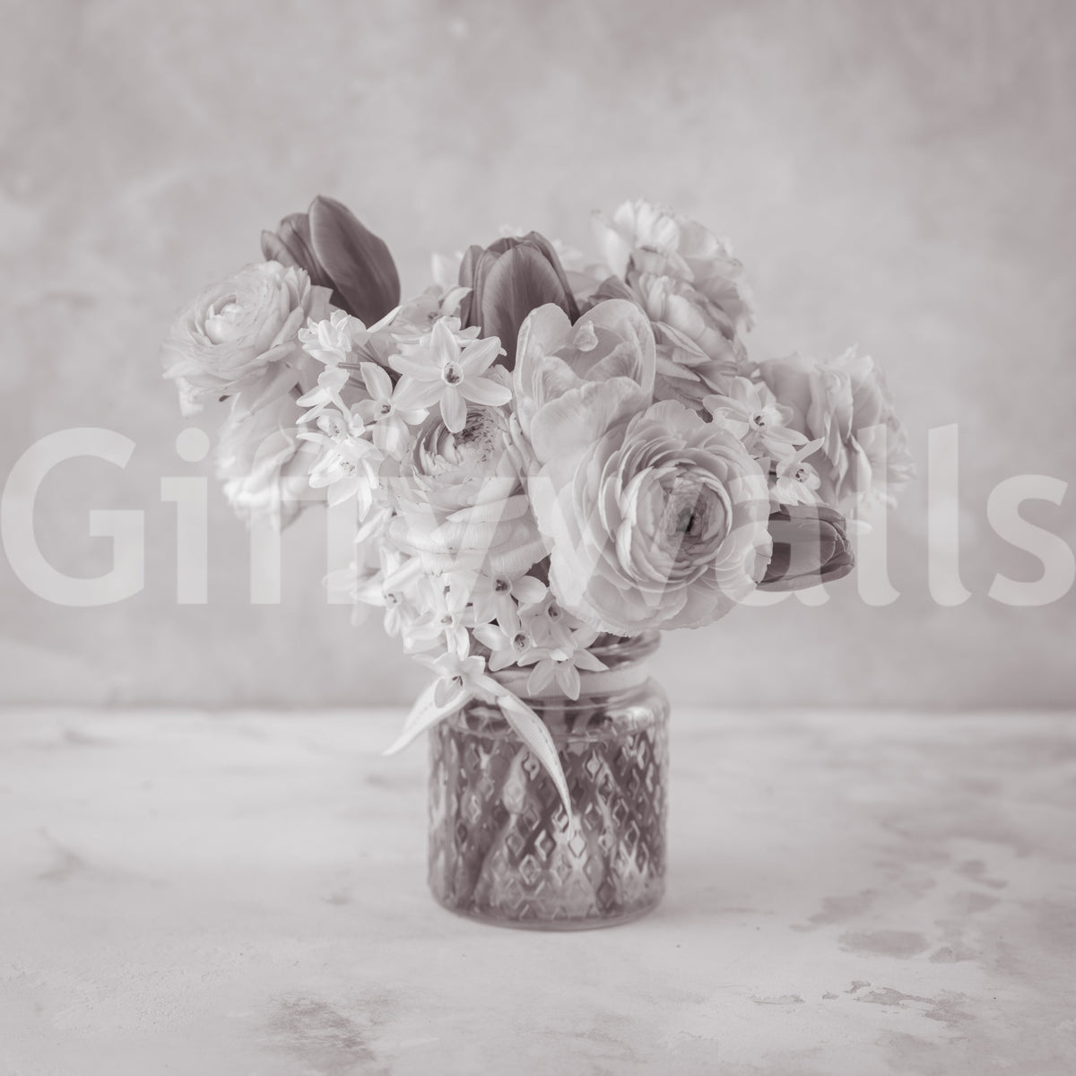 Muted Floral Still Life Study Wall Mural