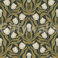 Art Nouveau Tulip Botanical Pattern Wallpaper⁠