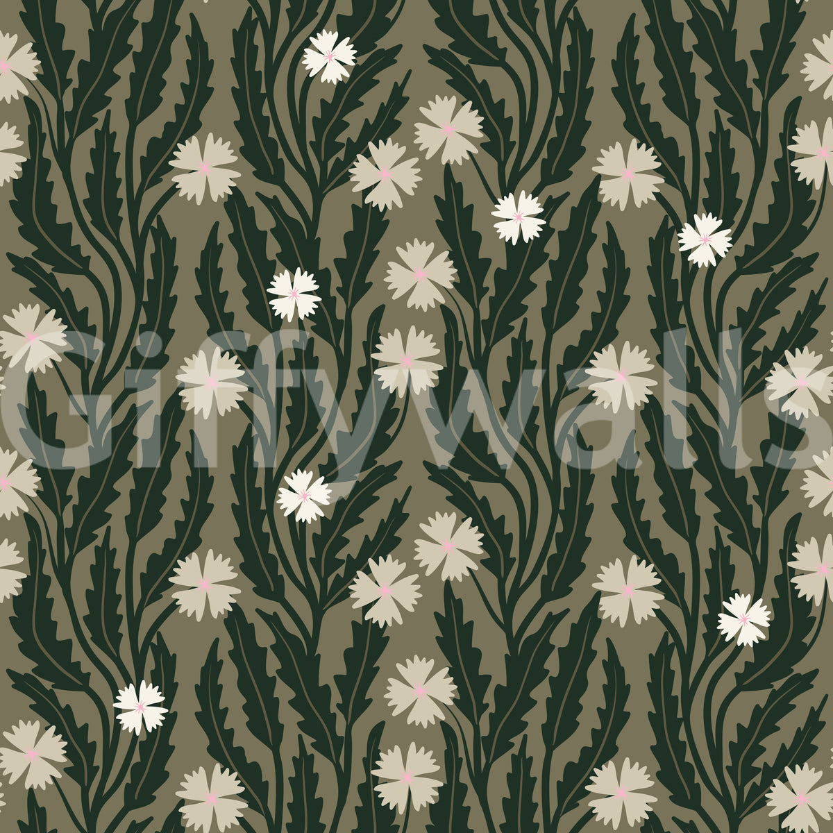 Forest Meadow Botanical Illustration Wallpaper⁠