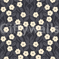 Minimalist Charcoal Floral Symmetry Wallpaper⁠