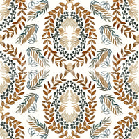 Watercolor Botanical Wreath Motif Wallpaper⁠