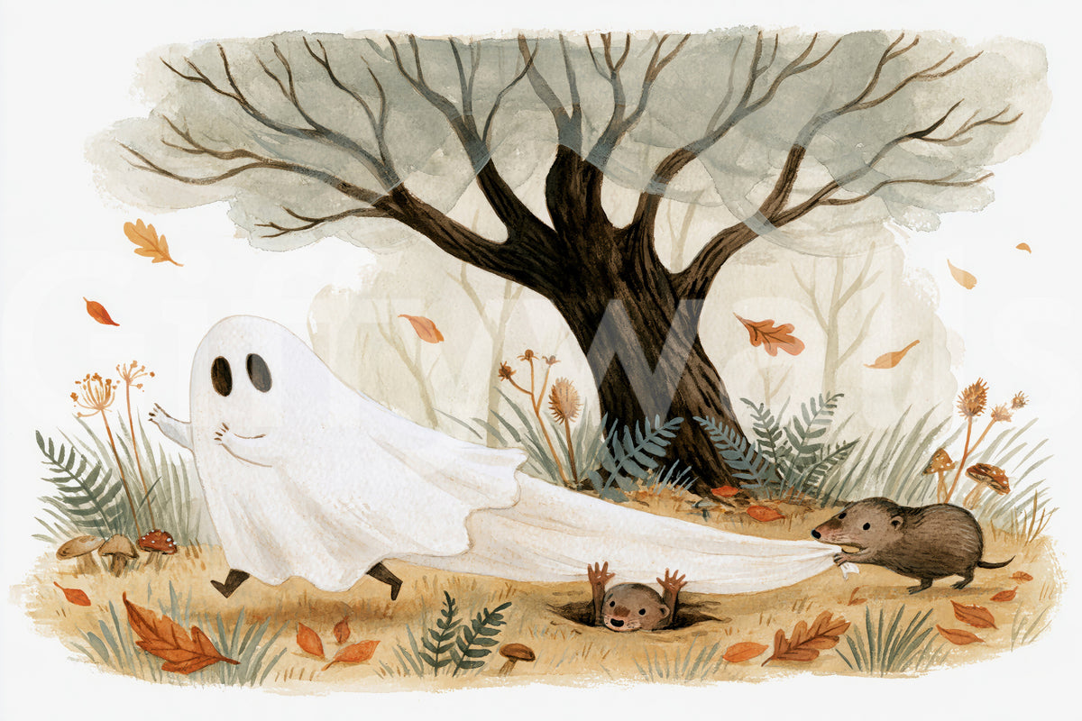 Woodland Ghost and Curious Critters Wall Mural