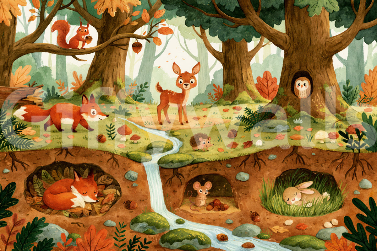 Forest Creatures Woodland Adventure Wall Mural