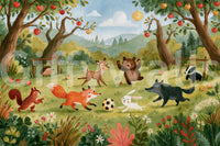 Woodland Meadow Animal Soccer Gathering Wall Mural
