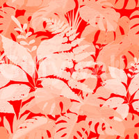 Fiery Coral Tropical Foliage Wallpaper⁠