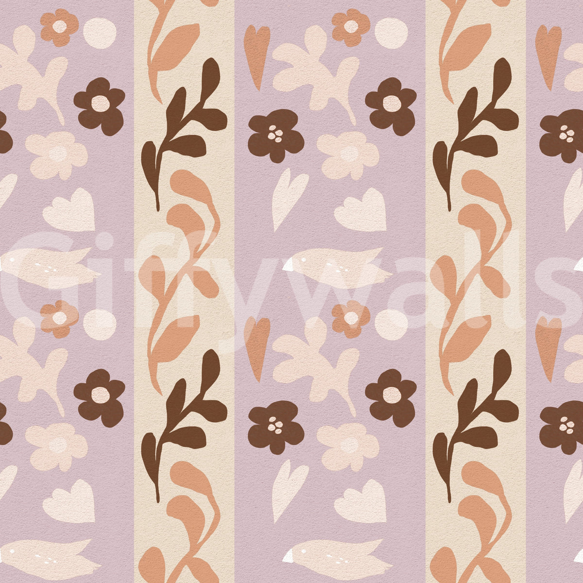 Whimsical Nature Stripe Print Wallpaper⁠