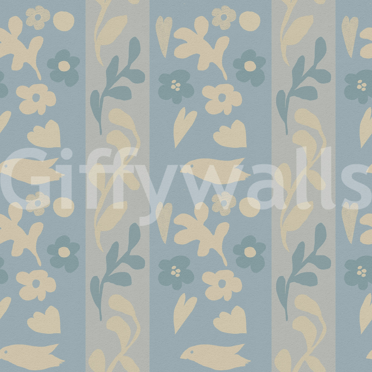 Minimalist Garden Bird Stripe Wallpaper⁠