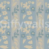 Minimalist Garden Bird Stripe Wallpaper⁠