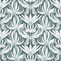 Abstract Teal Foliage Motif Wallpaper⁠