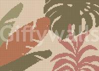 Retro Botanical Mosaic Motif Wall Mural