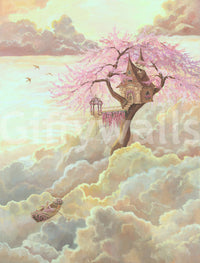 Ethereal Cloud Treehouse Sanctuary Wall Mural