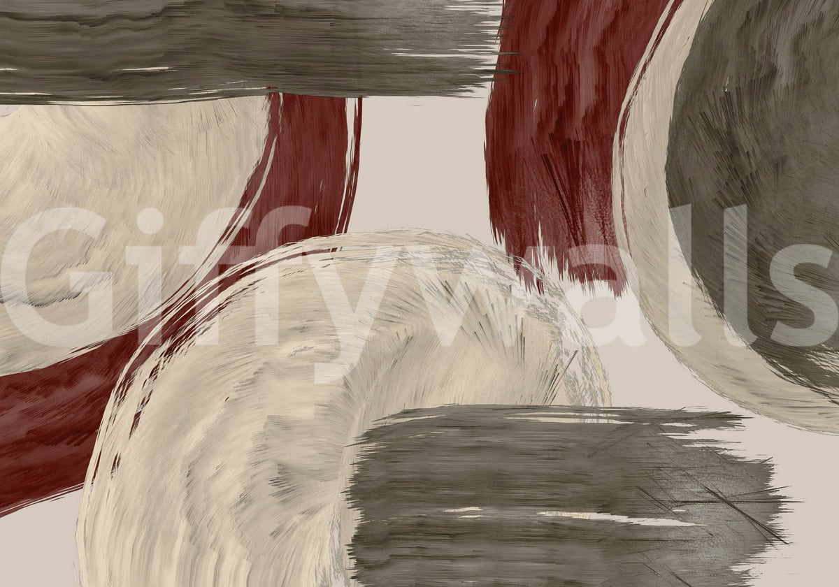 Modern Earthy Tonal Brushstrokes Wall Mural