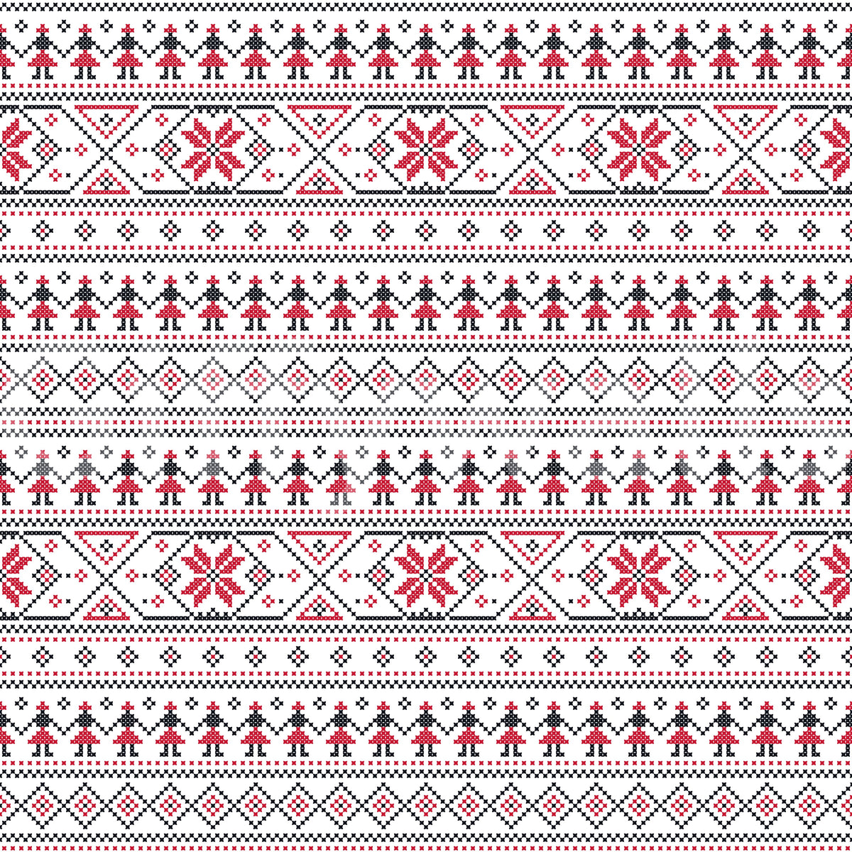 Geometric Folk Art Tile Pattern Wallpaper⁠