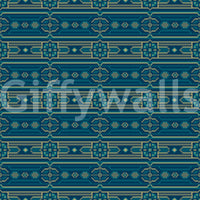 Abstract Teal and Gold Mosaic Wallpaper⁠