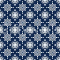 Indigo Cross-Stitch Tile Motif Wallpaper⁠