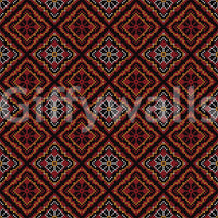 Dark Ethnic Mosaic Grid Motif Wallpaper⁠
