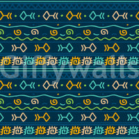 Tribal Indigo Patterned Motif Wallpaper⁠