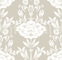 Minimalist Floral Damask Motif Wallpaper⁠