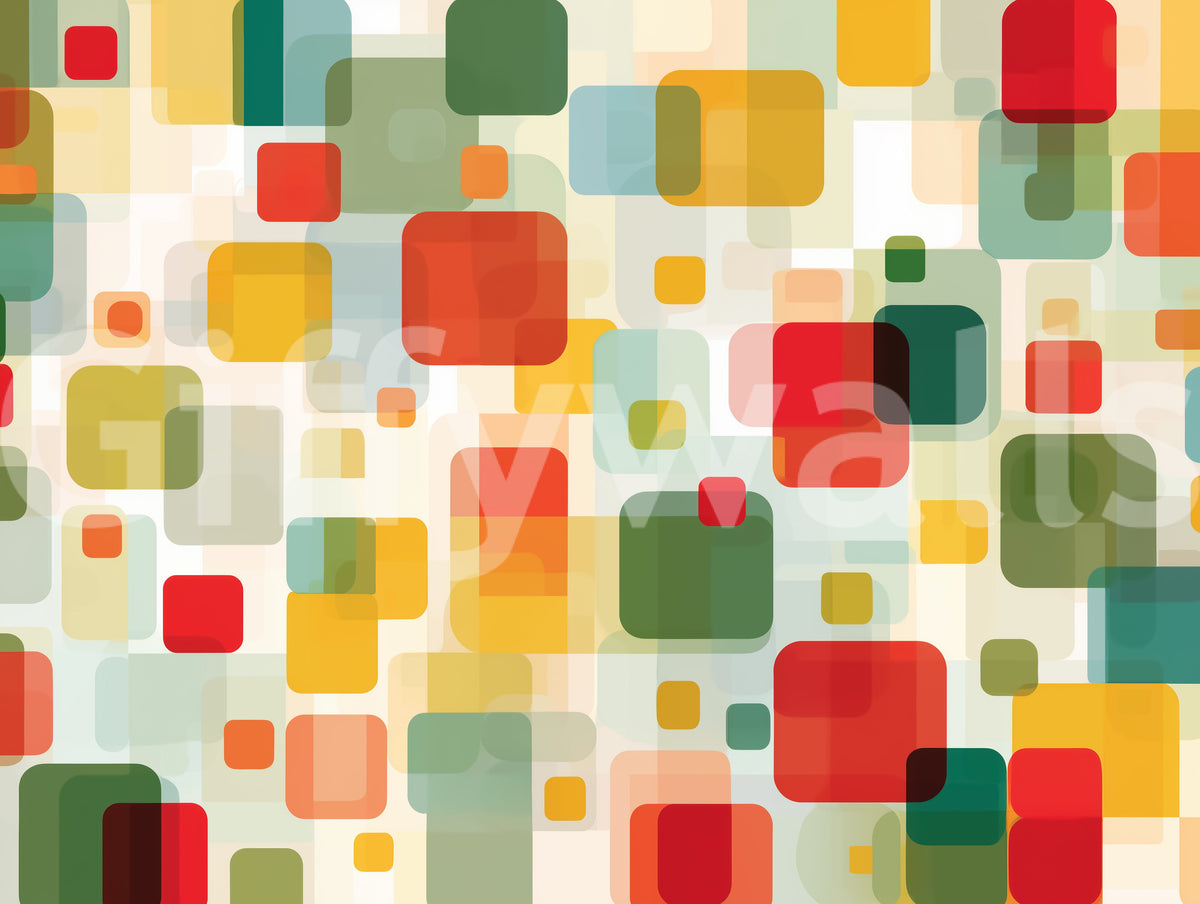 Retro Overlapping Squares Composition Wall Mural
