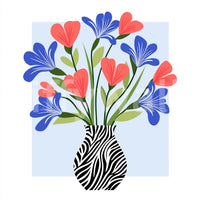 Boho Floral Vase and Stripe Pattern Wall Mural