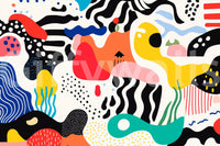 Playful Modern Shapes Collage Wall Mural