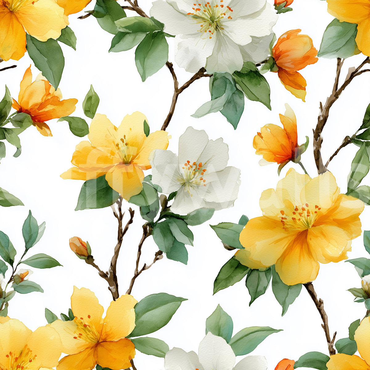 Sun-Kissed Golden Blossom Branches Wallpaper⁠