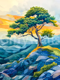 Abstract Horizon Tree Wall Mural