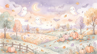 Friendly Ghosts in Autumn Countryside Wall Mural